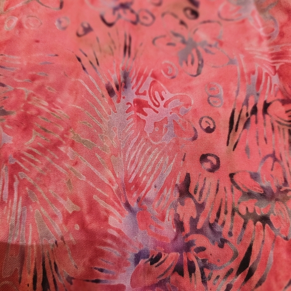 Frivolous Red Batik Sleeveless Dress M Handmade Rayon Ruffle Hem Boho - Picture 6 of 9